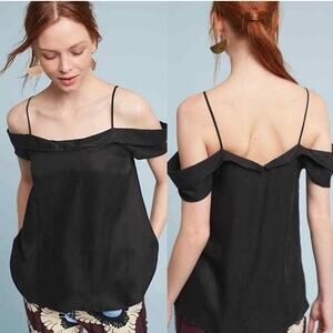Anthropologie Paper Crown black off shoulder blouse sz XL